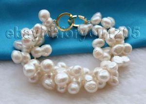 【送料無料】ブレスレット　アクセサリ—　ダブルパールブレスレット8 double genuine natural 10x17mm white twins pearl bracelet 14k f1673