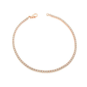 【送料無料】ブレスレット　アクセサリ—　スターリングシルバーローズラウンドクラシックテニスブレスレット925 sterling silver rose goldtone round cz classic tennis bracelet, 75