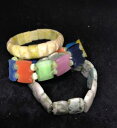 【送料無料】ブレスレット　アクセサリ—　3 jb263listingvintageアジアガラスブレスレットロット listingvintage chinese asian glass bead stretchy bracelet peking lot of 3 jb263