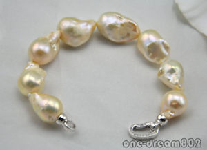 【送料無料】ブレスレット　アクセサリ—　バロックピンクパールブレスレット8 25mm baroque bbay pink keshi reborn pearl bracelet 2