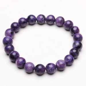 ̵ۥ֥쥹åȡꡡꥹӡ֥쥹åȥȥå93mm natural purple charoite crystal gemstone stretch beads bracelet zlbb035