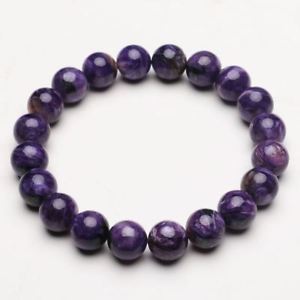 【送料無料】ブレスレット　アクセサリ—　クリスタルビーズブレスレットストレッチ101mm natural purple charoite crystal gemstone stretch beads bracelet zlbb039