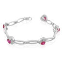 【送料無料】ブレスレット アクセサリ— スターリングシルバーピンクハートテニスクリアブレスレット925 sterling silver clear pink cz love heart tennis bracelet, 7(4)