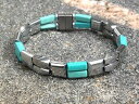 yzuXbg@ANZT?@YfB[X_uVo[uXbg`[N^[RCYmens womens double silver magnetic bracelet anklet w 4x13 chalk turquoise 2 row