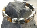 【送料無料】ブレスレット アクセサリ— ダブルブレスレットブラウンタイガーアイヘマタイトmens womens double magnetic bracelet brown tiger eye magnetic hematite stone(4)