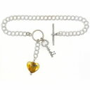 【送料無料】ブレスレット アクセサリ— スターリングシルバーリンクブレスレットキーアンプムラノガラス925 sterling silver 7 charm link bracelet with key amp; heart murano glass charms(4)
