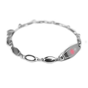 楽天hokushin【送料無料】ブレスレット　アクセサリ—　myiddrカスタマイズブレスレットマットリンクmyiddr customized kids medical alert bracelet, free engraving, steel matte links