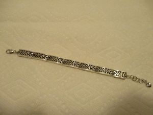 【送料無料】ブレスレット　アクセサリ—　ブレスレットブライトンパネルリンクスクロールbracelet brighton scroll panel links silvertone metal 7 14 to 8 18 in long