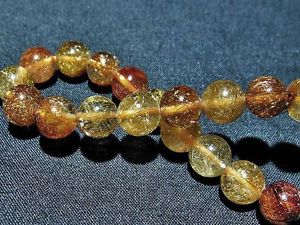 【送料無料】ブレスレット アクセサリ— ゴールデンルチルラウンドビーズブレスレット85mm 3a natural golden rutilated ...