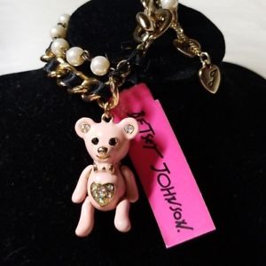 【送料無料】ブレスレット　アクセサリ—　ジョンソンピンクテディベアブレスレットnwt rare betsey johnson pink teddy bear bracelet