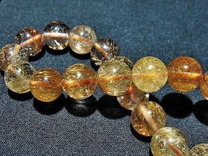 【送料無料】ブレスレット アクセサリ— ゴールデンルチルラウンドブレスレット11mm 4a natural clear titin golden r...