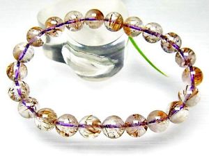 【送料無料】ブレスレット アクセサリ— ルチルラウンドブレスレット9mm 4a natural cacoxenite rutilated quart...