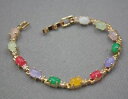【送料無料】ブレスレット アクセサリ- aollyリンクブレスレット18cm6mm charm 6mm colorful heating jade oval bead with aolly link bracelet 18cm