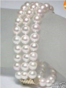 ブレスレット　アクセサリ—　ローホワイトアコヤパールブレスレット3 rows white akoya 78mm pearl bracelet 75