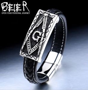 【送料無料】ブレスレット アクセサリ— クールパンクパーソナライズチタンブレスレットcool punk personalized silpme leather weaving titanium steel freemason bracelet 【送料無料】ブレスレット アクセサリ— クールパンクパーソナライズチタンブレスレットcool punk personalized silpme leather weaving titanium steel freemason bracelet