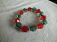 ̵ۥ֥쥹åȡꡡȥå֥쥹åȥСȡ󥰥꡼åɥץ饹åӡ磻collectible stretch bracelet silver tone green red plastic beads 12 wide