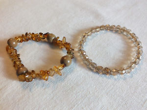 【送料無料】ブレスレット　アクセサリ—　ストレッチブレスレットスモーキーブラウンプラスチックビーズセットワイドbeautiful stretch bracelet set 2 smoky brown tones plastic beads 14 amp; 38 wide