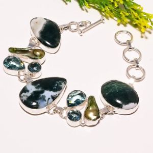 【送料無料】ブレスレット　アクセサリ—　ツリーハンドメイドファッションジュエリーブレスレットtree agate biwa pearl gemstone handmade fashion jewelry bracelet sb1712