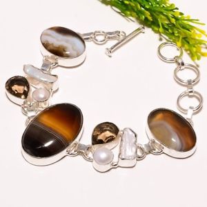 ブレスレット　アクセサリ—　スモーキートパーズハンドメイドファッションジュエリーブレスレットsardonyx smoky topaz gemstone handmade fashion jewelry bracelet sb1779