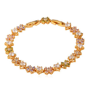 【送料無料】ブレスレット アクセサリ— マルチカラージルコンテニスブレスレットクリスマスgold plated permanent light mu...