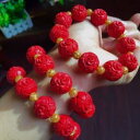 【送料無料】ブレスレット アクセサリ- ロマンチックシナバークォーツローズブレスレットプレゼントnoble romantic natural cinnabar quartz carving rose bracelet women birthday gift