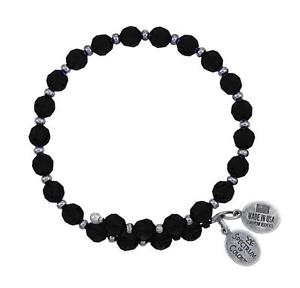 【送料無料】イタリアン　ブレスレット　クリスタルスペーサビーズメタルブレスレットwind amp; fire 6mm nero cristallo con spacer perlina accatastabile bracciale rigido