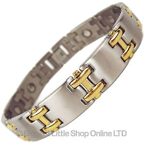 【送料無料】イタリアン　ブレスレット　メンズチタンブレスレットゴールドシルバー gents mens titanio bracciale magnetico oro argento