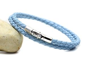 【送料無料】イタリアン　ブレスレット　ナッパレザーアンプクリアintrecciato nappa amp; argento sterling braccialedoppia avvoltoblu chiaro