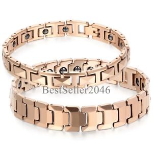 ̵ۥꥢ󡡥֥쥹åȡ󥰥ƥ󥫡Хɥԥ󥯥ɥ֥쥹åuomo donne braccialetto di terapia magnetica in carburo di tungsteno oro rosa