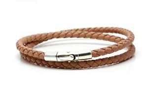 【送料無料】イタリアン　ブレスレット　ナッパレザースターリングシルバーヌードintrecciato nappa amp; 925 argento sterling braccialedoppia avvoltonudo