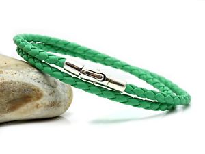 【送料無料】イタリアン　ブレスレット　ナッパレザーアンプジャダintrecciato nappa amp; argento sterling braccialedoppia avvoltoverde giada