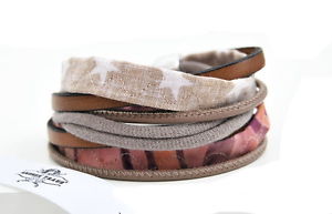 【送料無料】イタリアン　ブレスレット　ファブリックトレーラーavvolgente con tessuto pelle combinata, stelle, charm, rimorchi