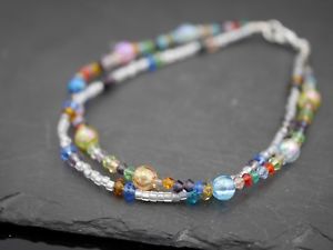イタリアン　ブレスレット　ガラスオリジナルシルバーブレスレットpi bracciale con originali argento perle in vetro colorato
