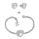 【送料無料】イタリアン　ブレスレット　ブレスレットイヤリングセットスチールparure bracciale orecchini guess be my valentine ubs83003 box set acciaio