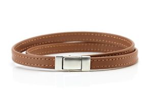 【送料無料】イタリアン　ブレスレット　カフナッパレザーダブルクリックシルバークリアbracciale da uomopelle nappa a doppia avvoltochiusura argento sterlingmarrone chiaro