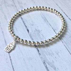 yzC^A@uXbg@r[hX^[OVo[Xgb`uXbgbracciale con perline argento sterling, hamsa charm, boho, per le donne, regalo, stretch