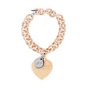 【送料無料】イタリアン　ブレスレット　シリコーンゴムチェーンハートブレスレットスチールメダルbracciale in silicone gomma donna ops love catena cuore ops medaglia acciaio