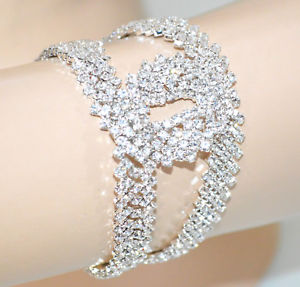 【送料無料】イタリアン　ブレスレット　シルバーブレスレットラインストーンクリスタルブレスレットbracciale argento strass donna cristalli sposa matrimonio cerimonia bracelet g35