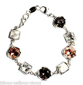 【送料無料】イタリアン　ブレスレット　ポッジブレスレットアルジェントクリスタルマロンpoggi bracelet plaqu argent cristal saumon marron bijou