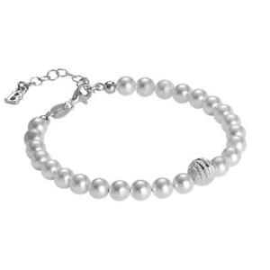 【送料無料】イタリアン　ブレスレット　シルバースワロフスキービーズカフbracciale boccadamo in argento 925 perle swarovski bianche e zirconi refbr476