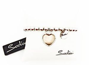 【送料無料】イタリアン　ブレスレット　トスカーナベージュアートドンカフsodini bracciale elastico di perle con charm a cuore beige art 730225d don