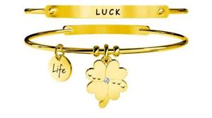 【送料無料】イタリアン　ブレスレット　スチールブレスレットゴールドkidult bracciali acciaio gold nature quadrifogliofortuna 231662