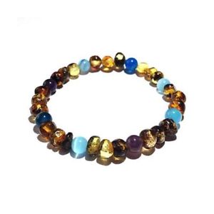 【送料無料】イタリアン　ブレスレット　バルトアメジストストレッチブレスレットlovely adulto oceano verde blu baltic amber ametista gatti occhio stretch bracciale uk