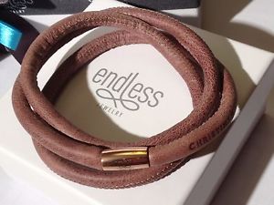 【送料無料】イタリアン　ブレスレット　ブラウンブレスレットシルバーワイヤバックルendless jewelry 63cm marrone braccialetto a tre fili fibbia in argento rrp 55