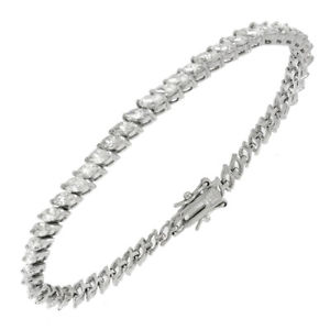 イタリアン　ブレスレット　スターリングシルバーキュービックジルコンマーキーズテニスカットdonna argento sterling 925 zircone cubico taglio marquise tennis 178cm