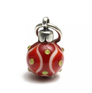【送料無料】イタリアン　ブレスレット　シルバーガラスクリスマスボールペンダントtrollbeads ciondol..