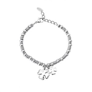 【送料無料】イタリアン　ブレスレット　ステンレススチールカフbracciale per donna quadrifoglio in acciaio inox 231868