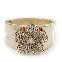 【送料無料】イタリアン ブレスレット クリスタルフラワーヒンジカフブレスレットdichiarazione cristallo flower con cerniera braccialetto bracciale in doraturalunghezza 18 cm
