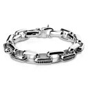 【送料無料】イタリアン ブレスレット シルバーマンブレスレットカフリンクdonna uomo braccialetto bracciale a maglie tipo di collegamento in argentonero(4)