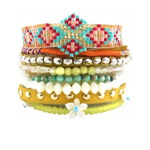 ヒパネマ 【送料無料】イタリアン　ブレスレット　ブレスレットマルチアロハヌフbracelet bresilien multi liens *hipanema* aloha taille l 19cm neuf